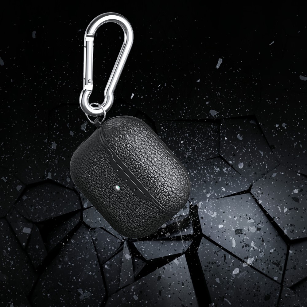  AirPods 3 Skal TPU Litchi Textur Karbinhake Blå