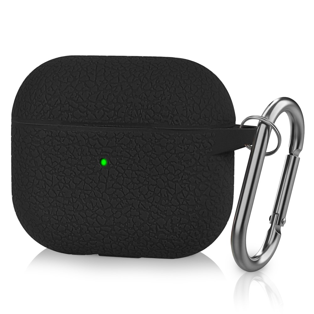  AirPods 3 Skal Silikon Litchi Textur Karbinhake Svart