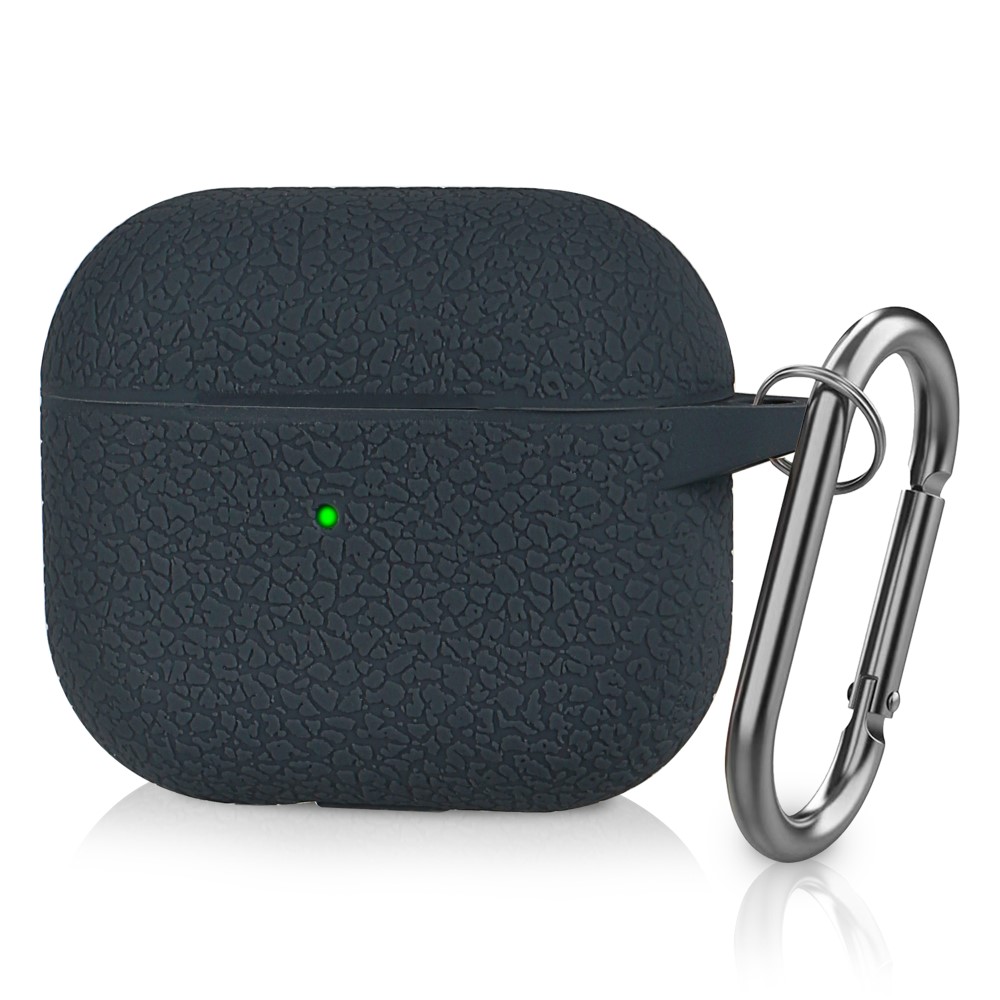  AirPods 3 Skal Silikon Litchi Textur Karbinhake Ash Grey