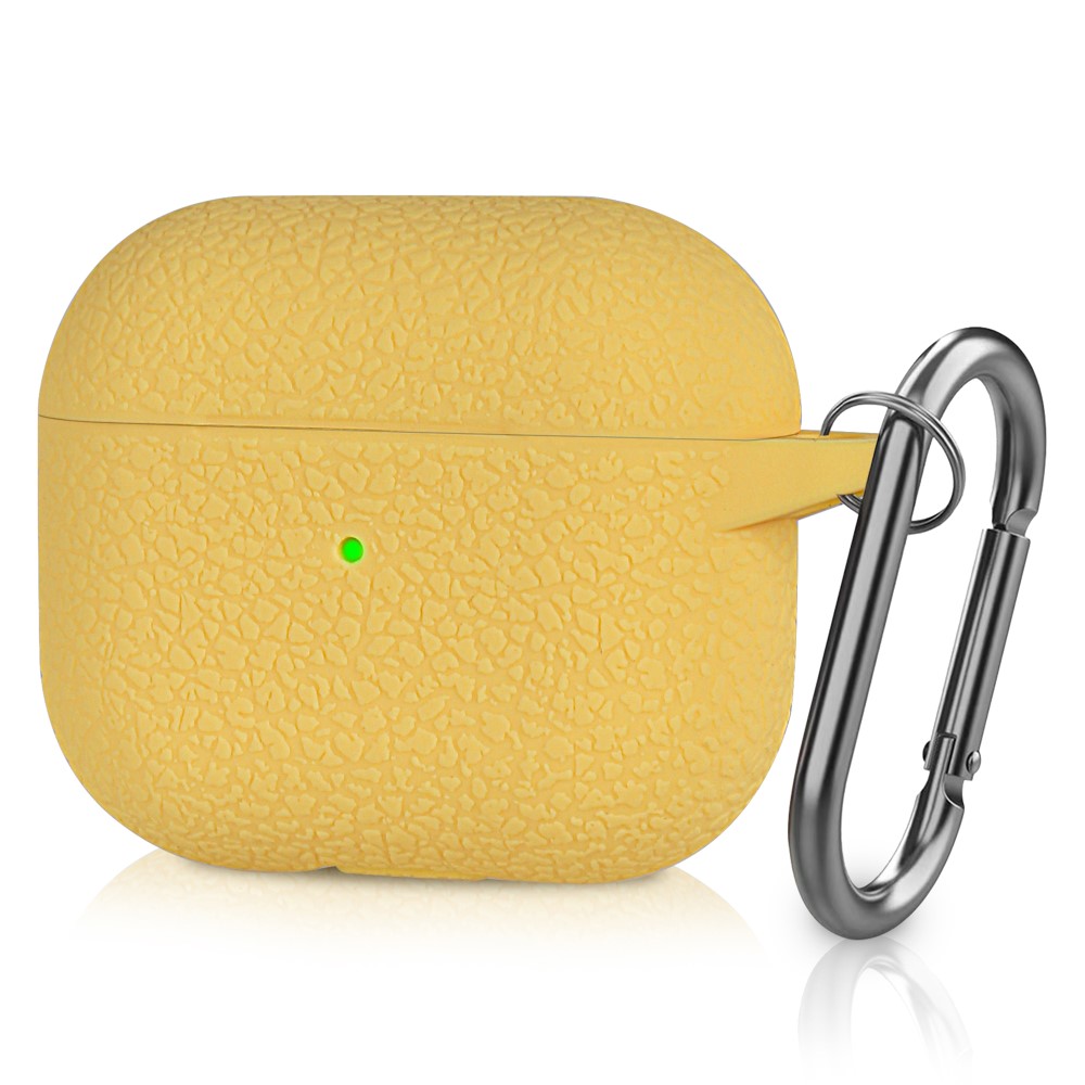  AirPods 3 Skal Silikon Litchi Textur Karbinhake Gul