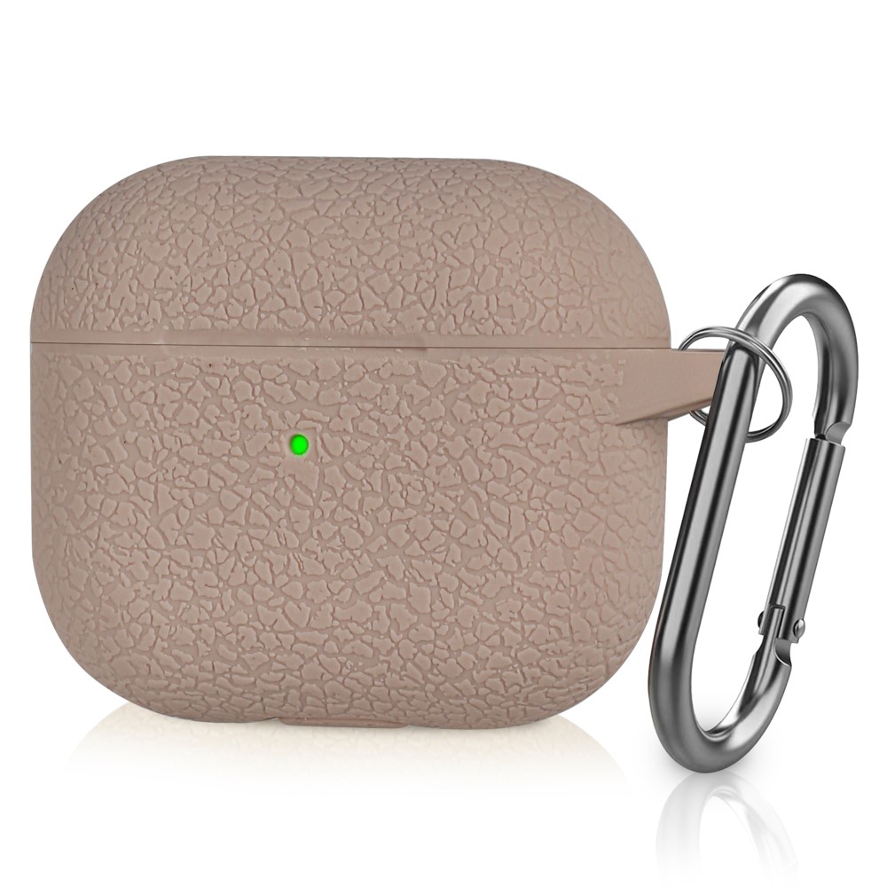  AirPods 3 Skal Silikon Litchi Textur Karbinhake Ljus Rosa