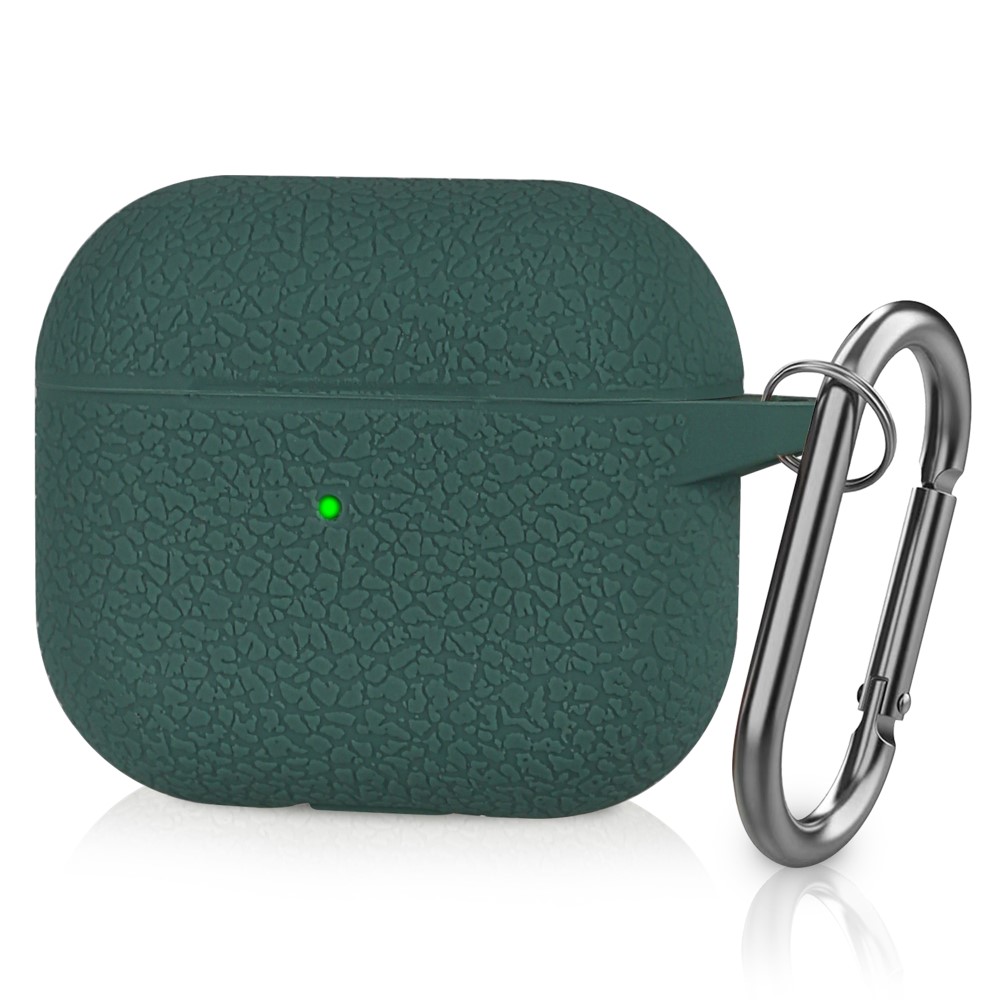  AirPods 3 Skal Silikon Litchi Textur Karbinhake Forest Green