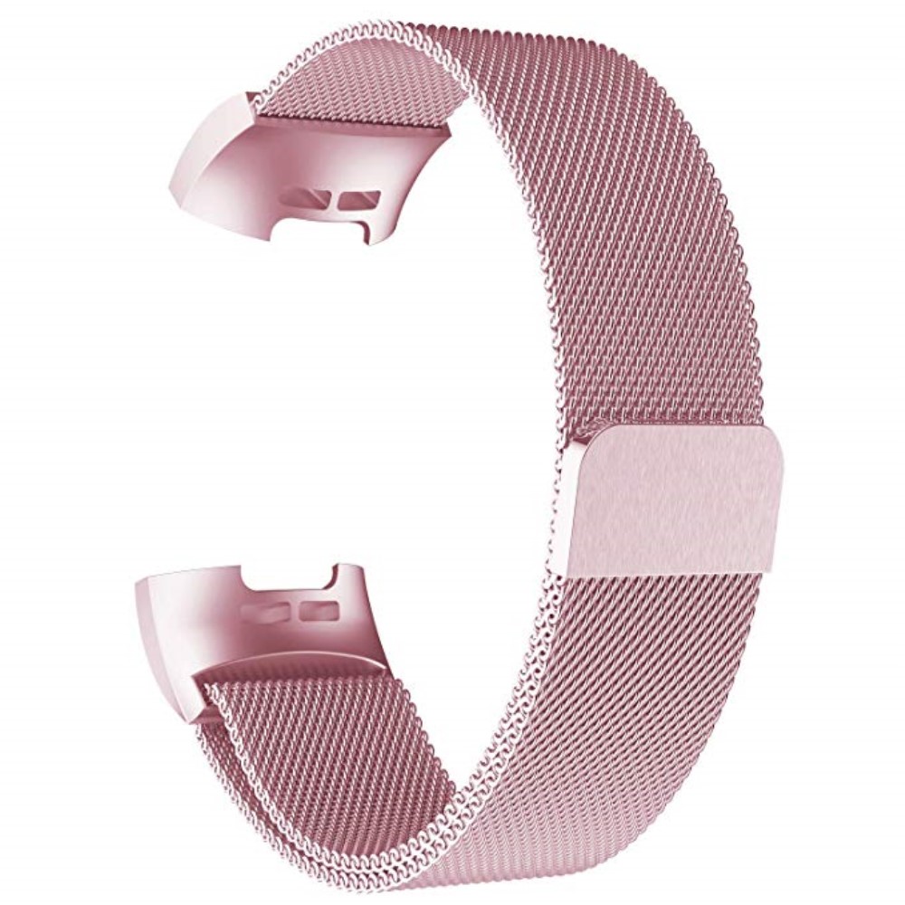  Milanese Loop Metall Armband Fitbit Charge 4/3 Ljus Rosa