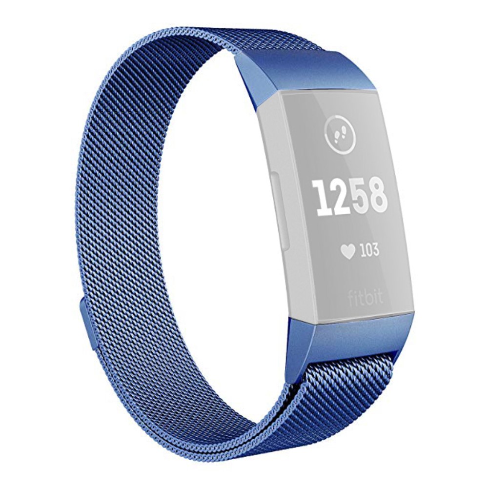  Milanese Loop Metall Armband Fitbit Charge 4/3 Blå