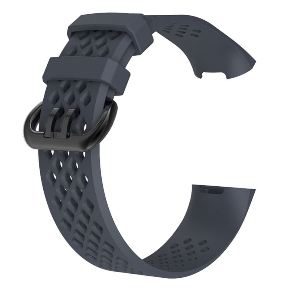  Ihåligt Silikon Armband Fitbit Charge 4/3 (L) Svartblå