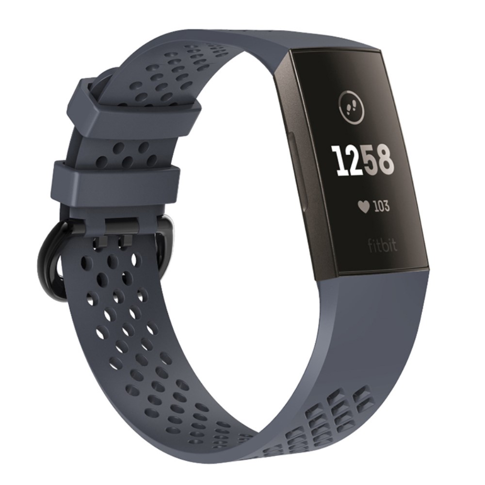  Ihåligt Silikon Armband Fitbit Charge 4/3 (L) Svartblå