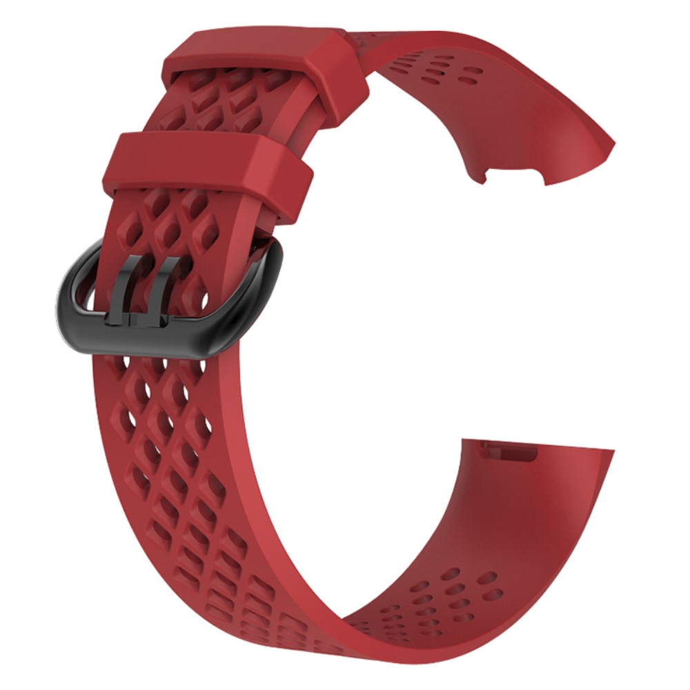  Ihåligt Silikon Armband Fitbit Charge 4/3 (L) Röd