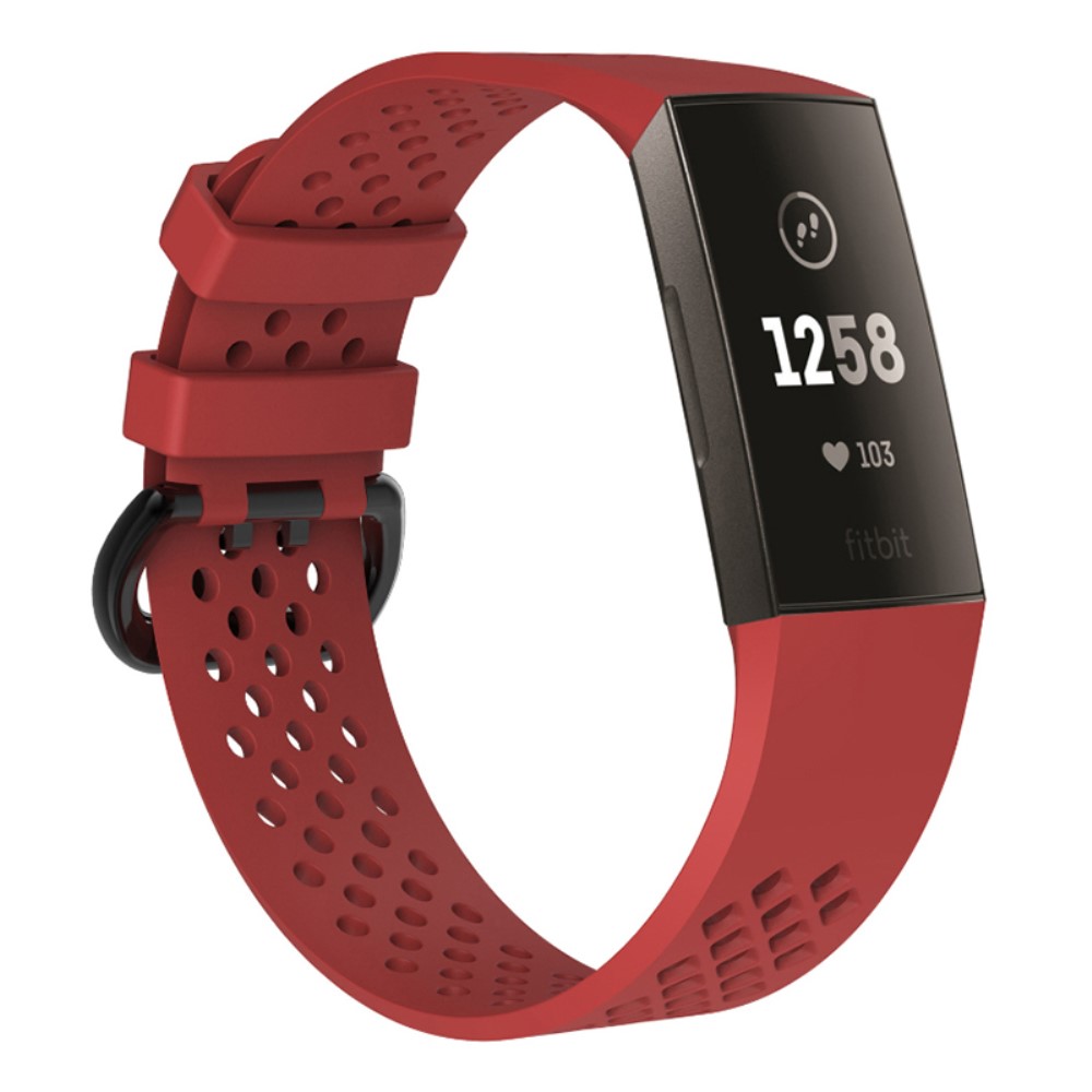  Ihåligt Silikon Armband Fitbit Charge 4/3 (L) Röd