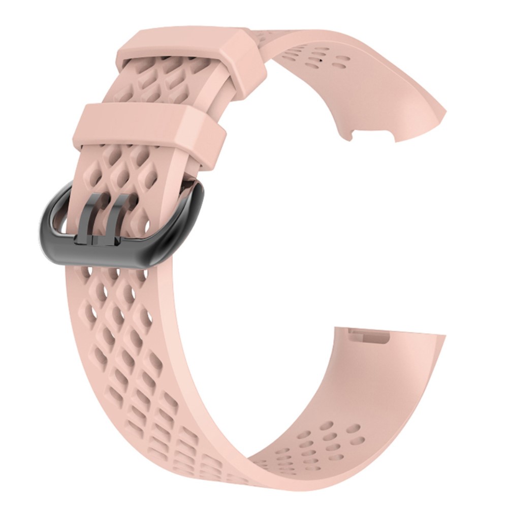  Ihåligt Silikon Armband Fitbit Charge 4/3 (L) Ljus Rosa