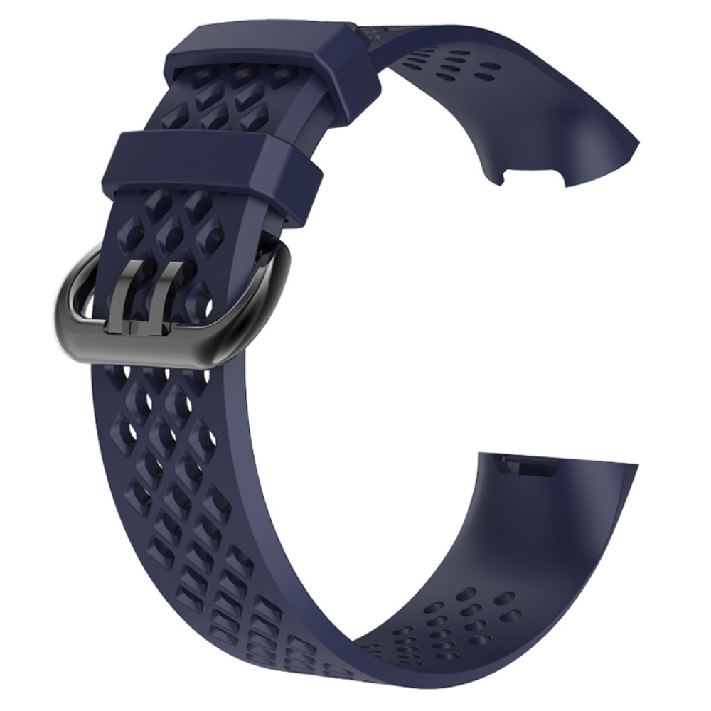  Ihåligt Silikon Armband Fitbit Charge 4/3 (L) Mörk Blå