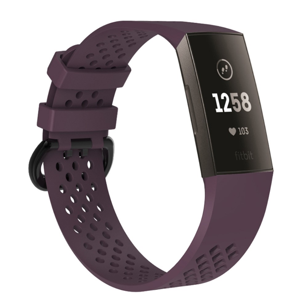  Ihåligt Silikon Armband Fitbit Charge 4/3 (L) Lila
