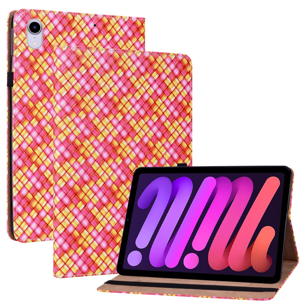  iPad Mini 2024/2021 Fodral Vävd Textur Rosa/Gul