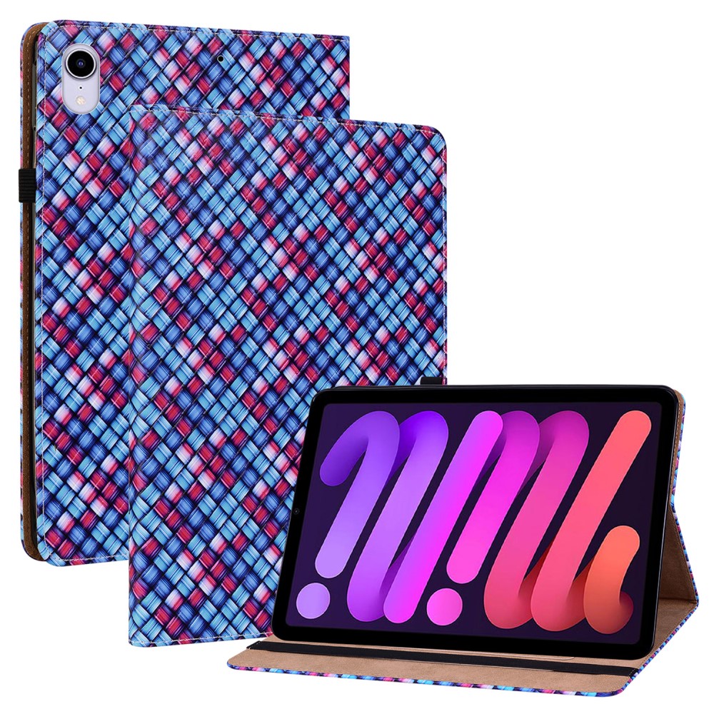  iPad Mini 2024/2021 Fodral Vävd Textur Blå/Rosa