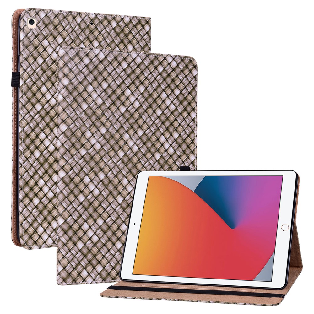 iPad 10.2 2019/2020/2021 Fodral Vävd Textur Brun