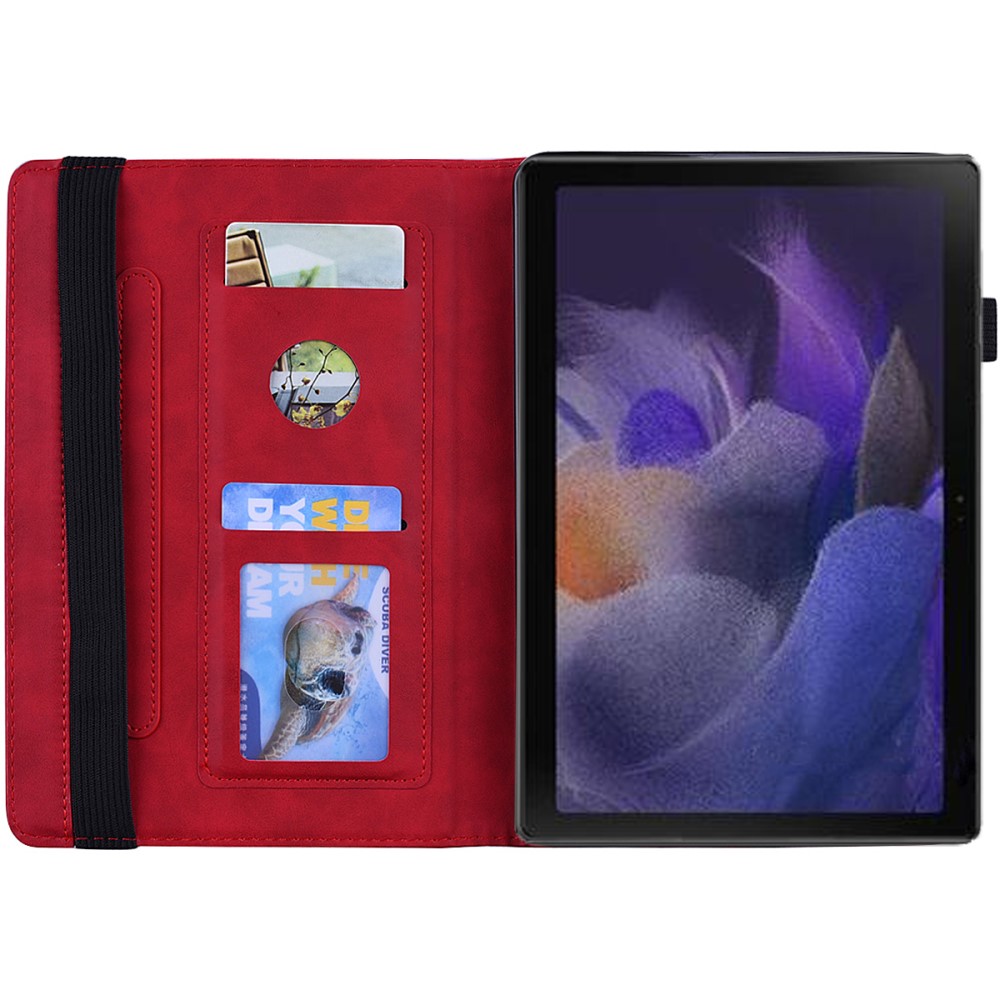  Samsung Galaxy Tab A8 10.5 (2021) Fodral Tryckt Flower Röd