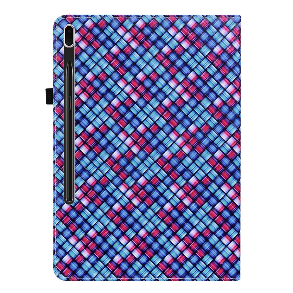  Samsung Galaxy Tab S7 Plus / Tab S8 Plus Fodral Vävd Textur Blå/Rosa