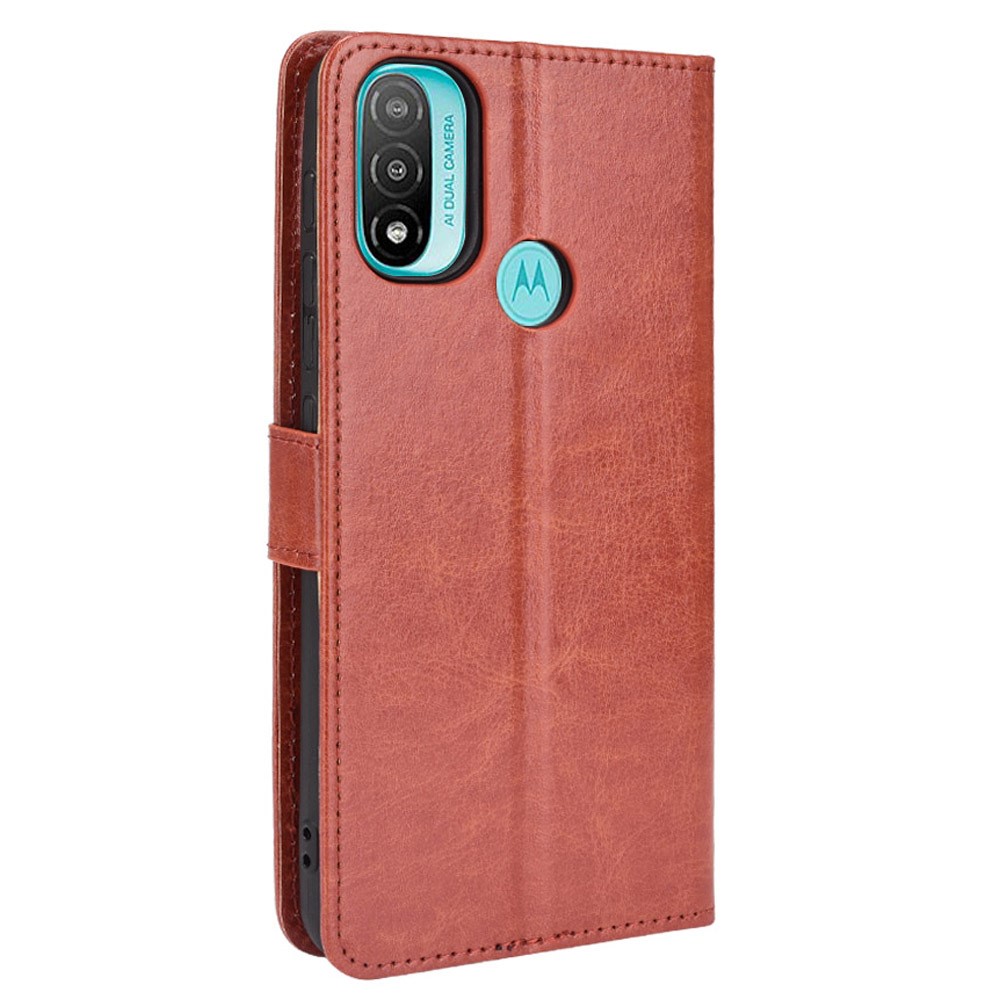  Motorola Moto E20 Fodral Crazy Horse Brun