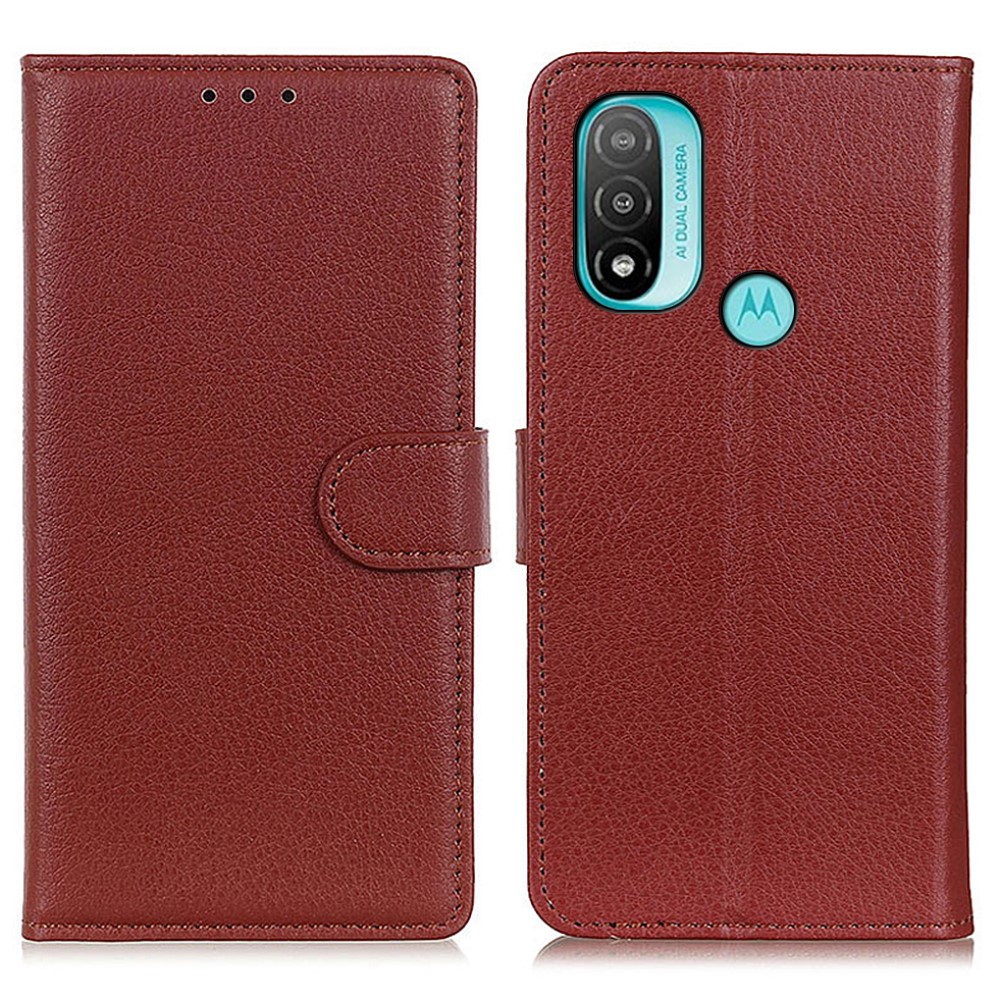  Motorola Moto E20 / E40 Fodral Litchi Textur Brun