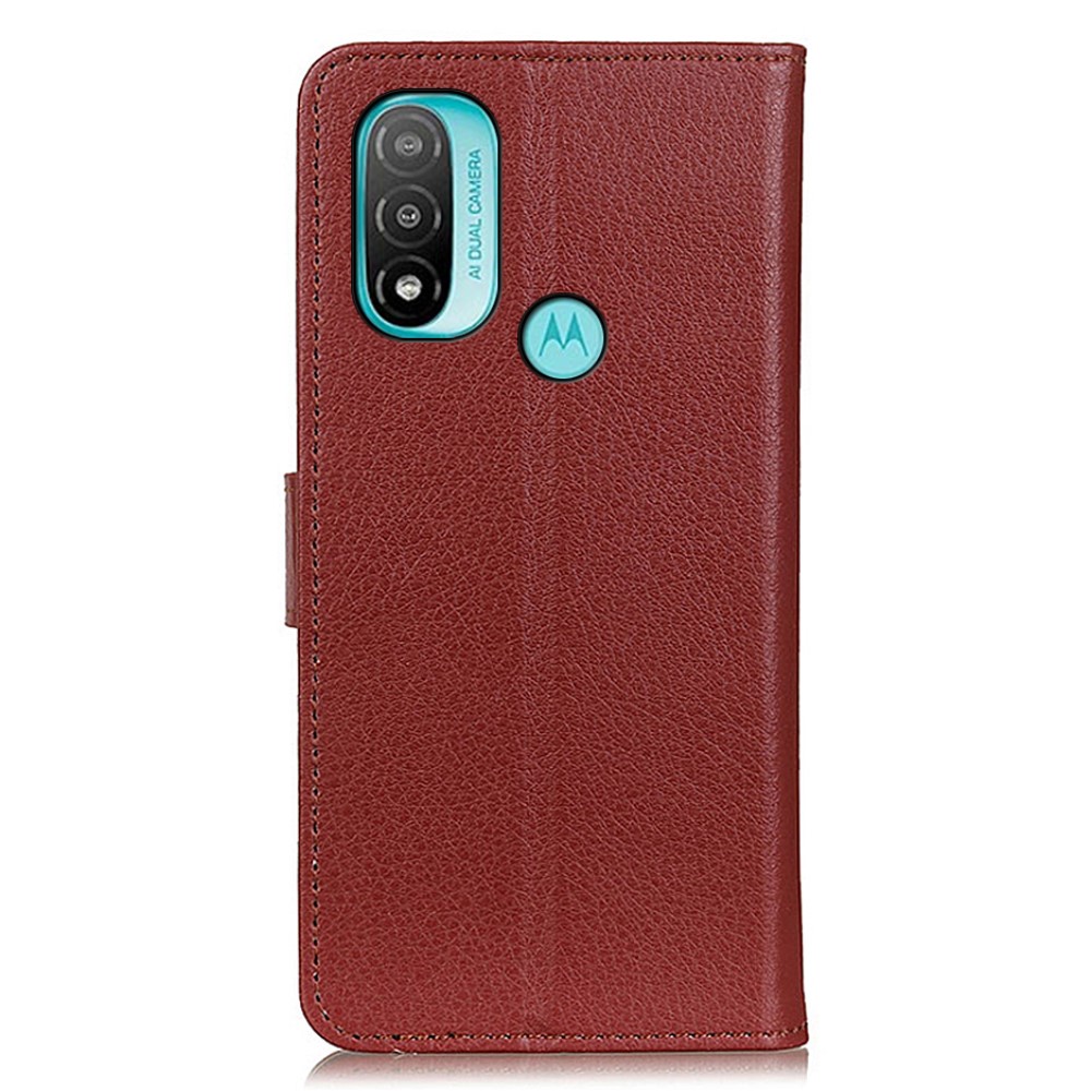  Motorola Moto E20 / E40 Fodral Litchi Textur Brun