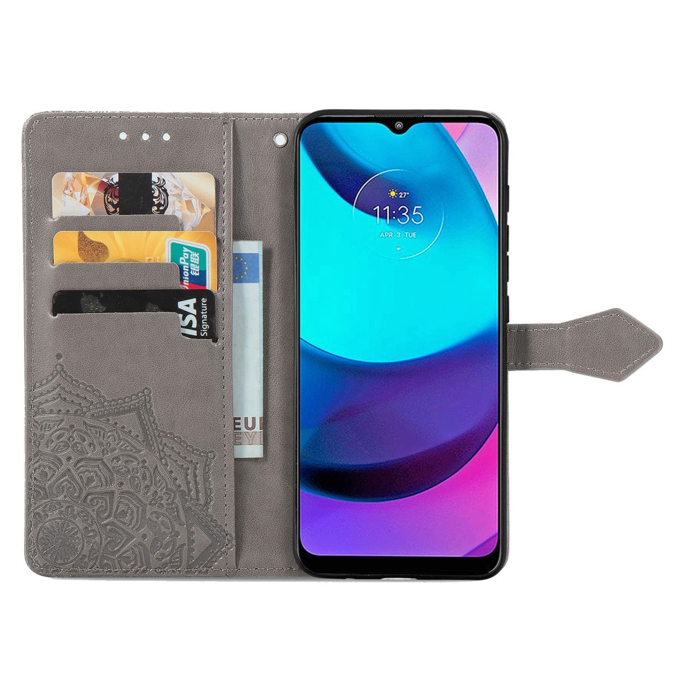  Motorola Moto E20 / E40 Fodral Mandala Läder Grå