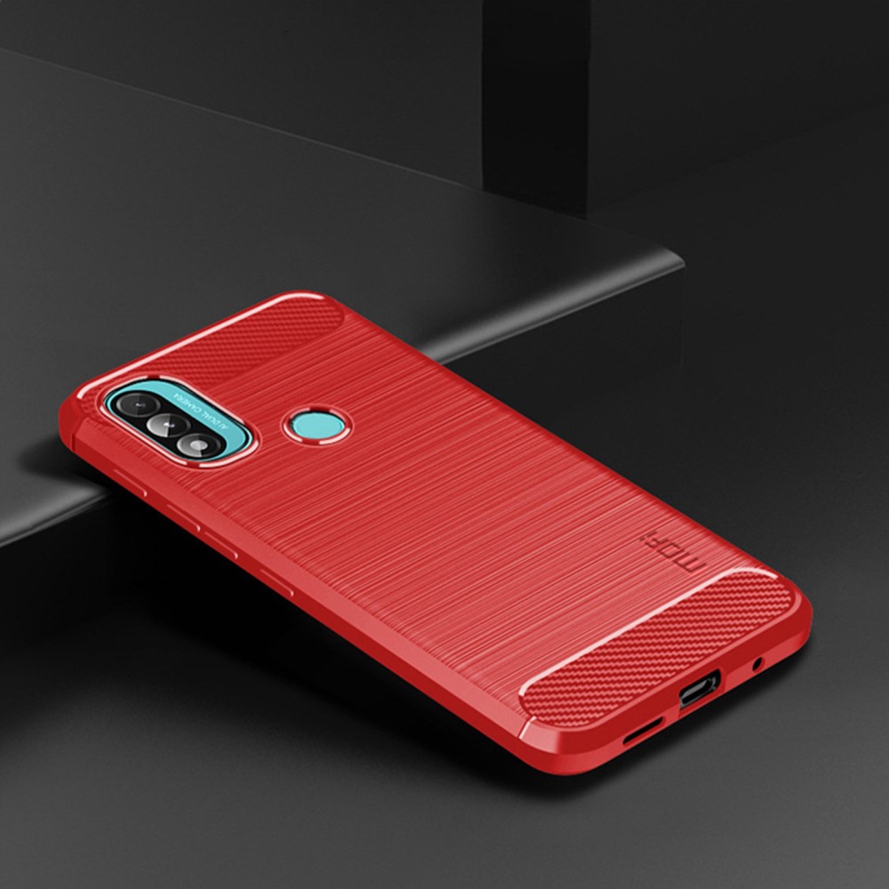 MOFI MOFI Motorola Moto E20 / E40 Skal Borstad Stål Textur Röd