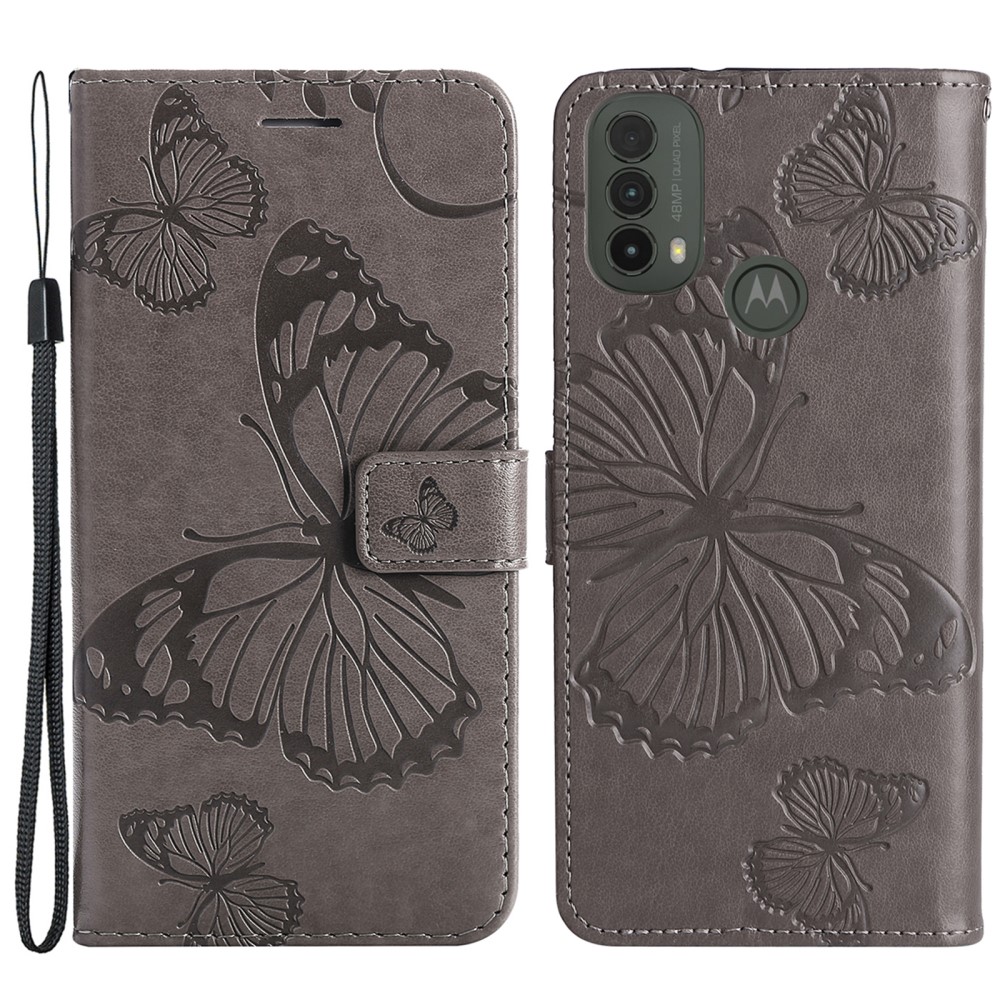 Motorola Moto E20 / E40 Fodral Fjäril Tryck Grå