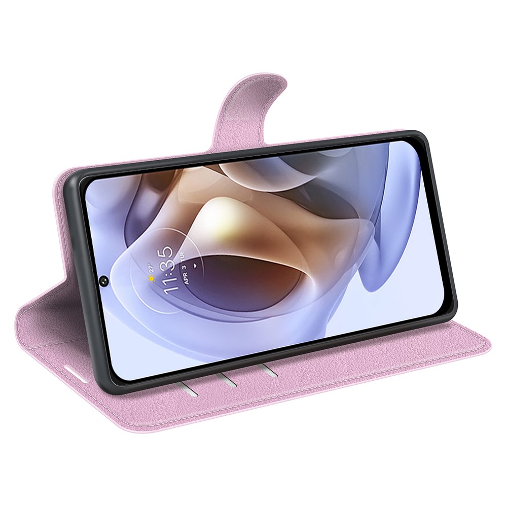  Motorola Moto G31 / G41 Fodral Litchi Textur Ljus Rosa