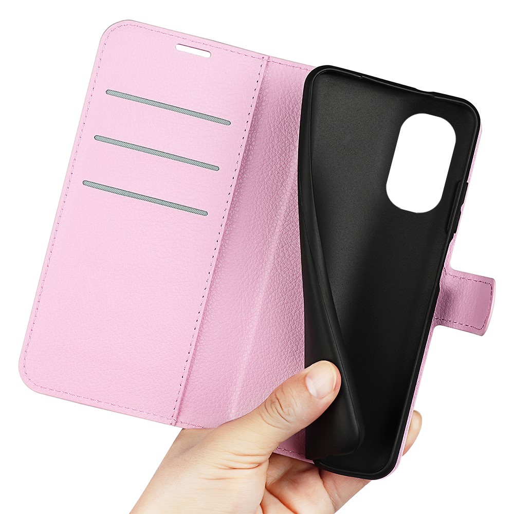  Motorola Moto G31 / G41 Fodral Litchi Textur Ljus Rosa