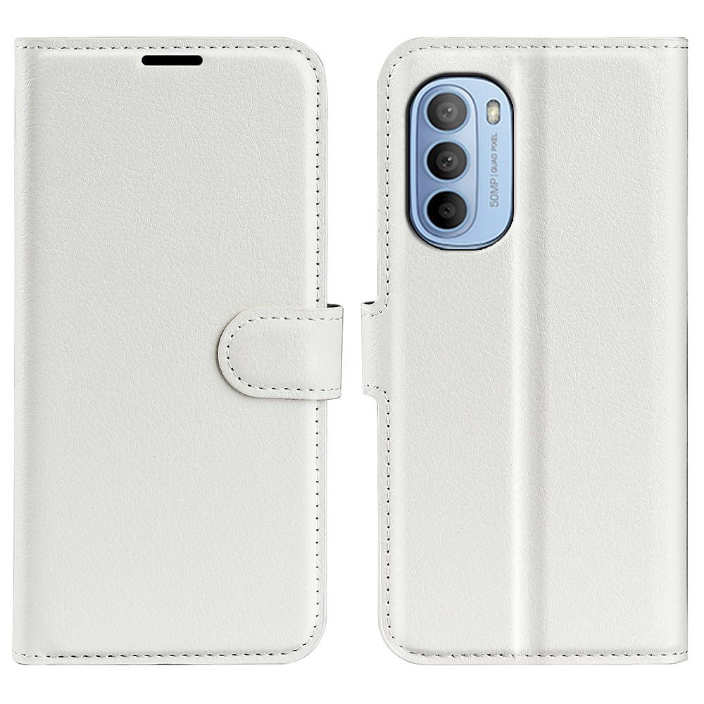  Motorola Moto G31 / G41 Fodral Litchi Textur Vit