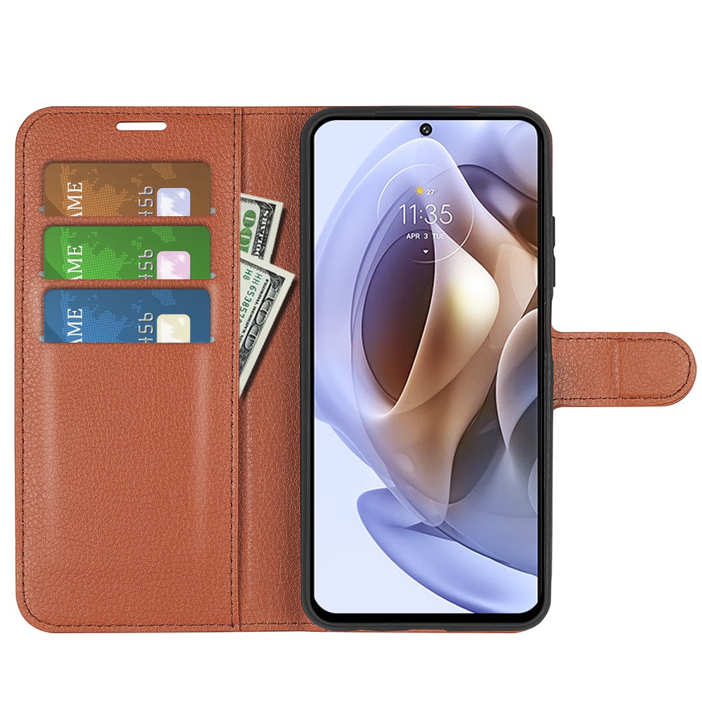  Motorola Moto G31 / G41 Fodral Litchi Textur Brun