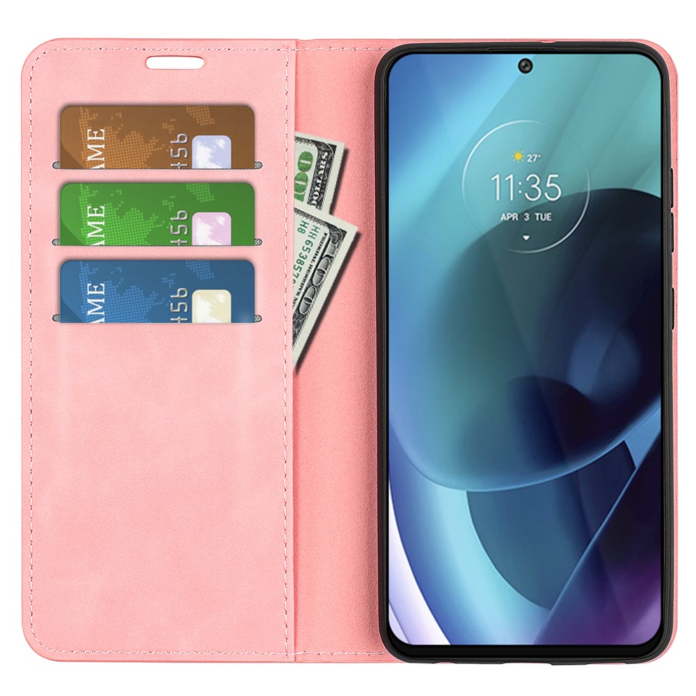  Motorola Moto G71 Fodral Flip Ljus Rosa
