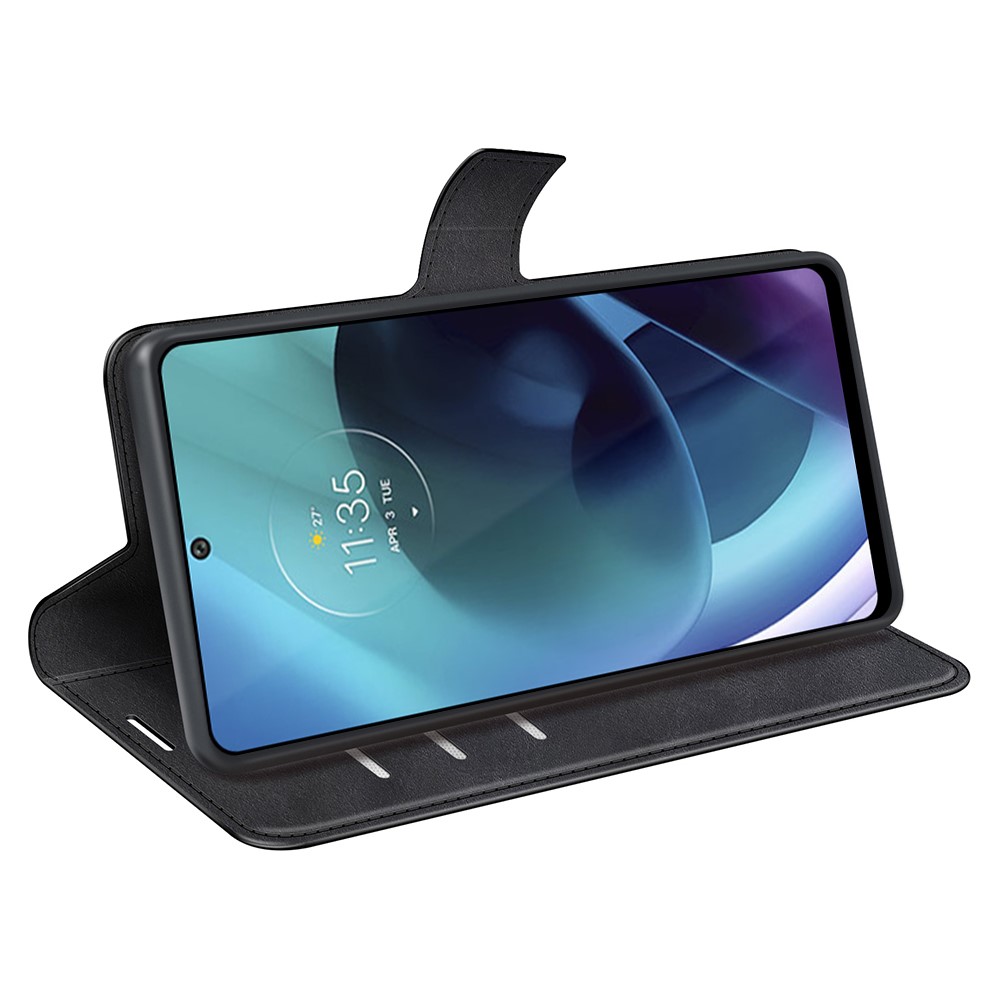  Motorola Moto G71 Fodral Solid Läder Svart