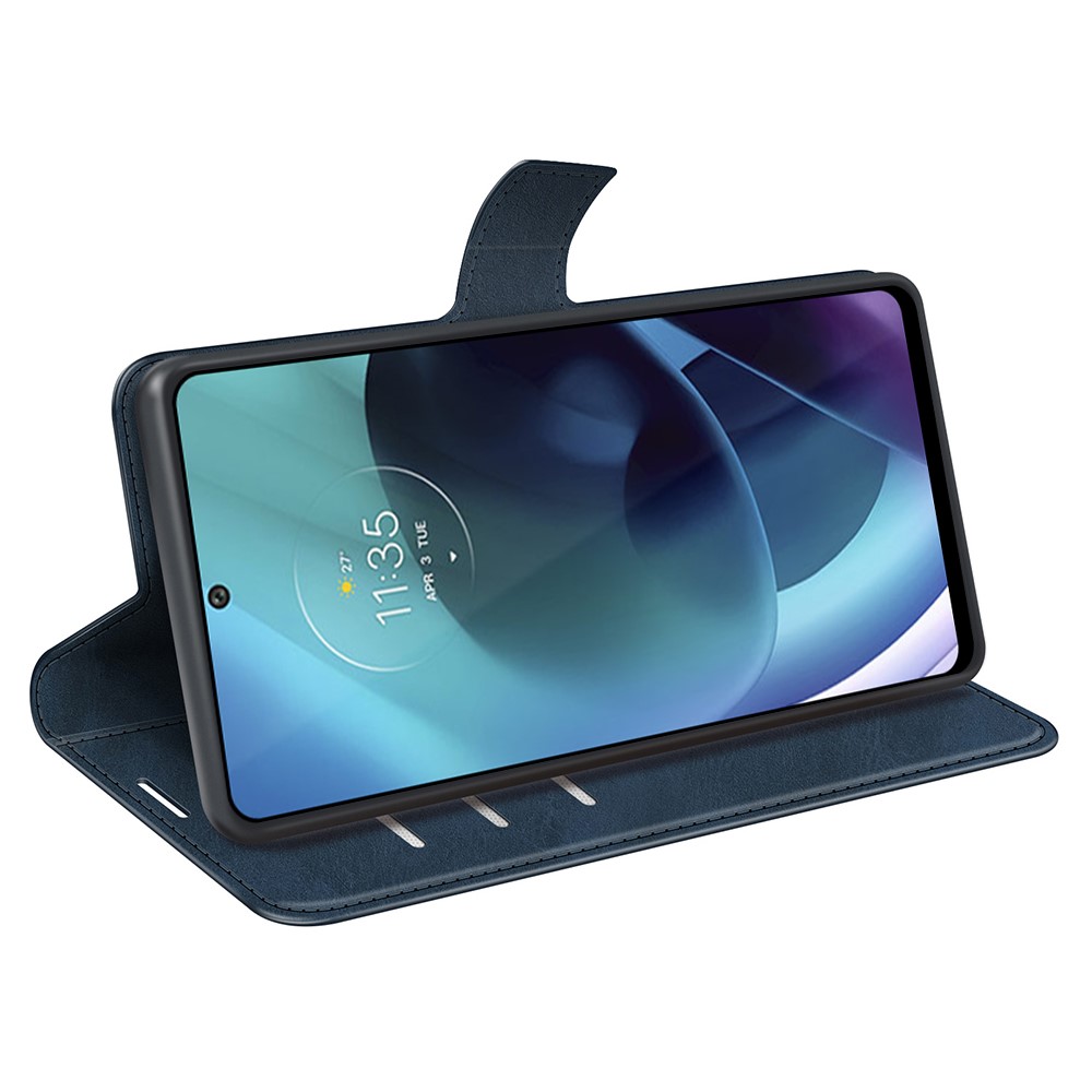  Motorola Moto G71 Fodral Solid Läder Blå