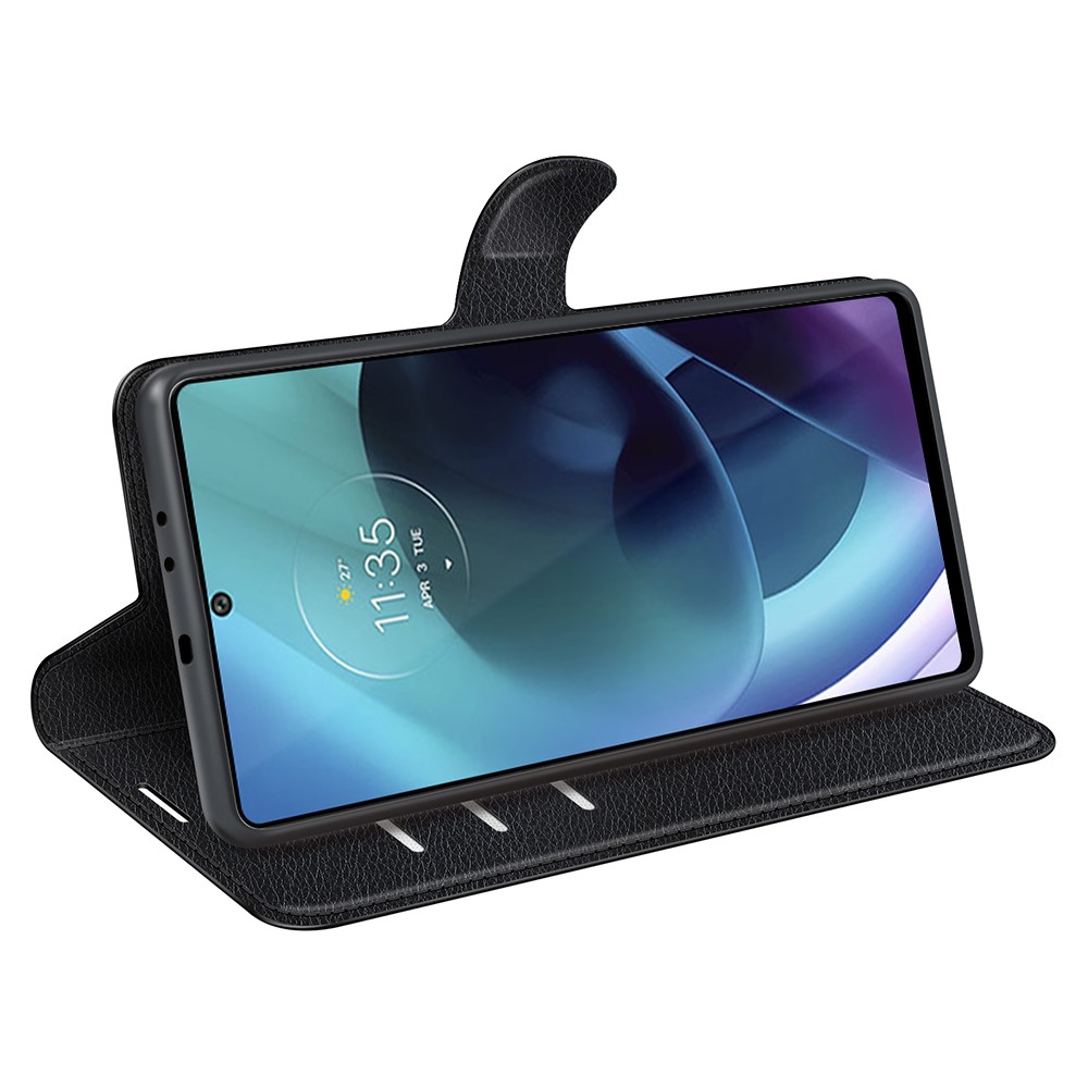 Motorola Moto G71 Fodral Litchi Textur Svart