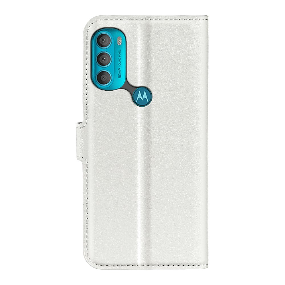  Motorola Moto G71 Fodral Litchi Textur Vit