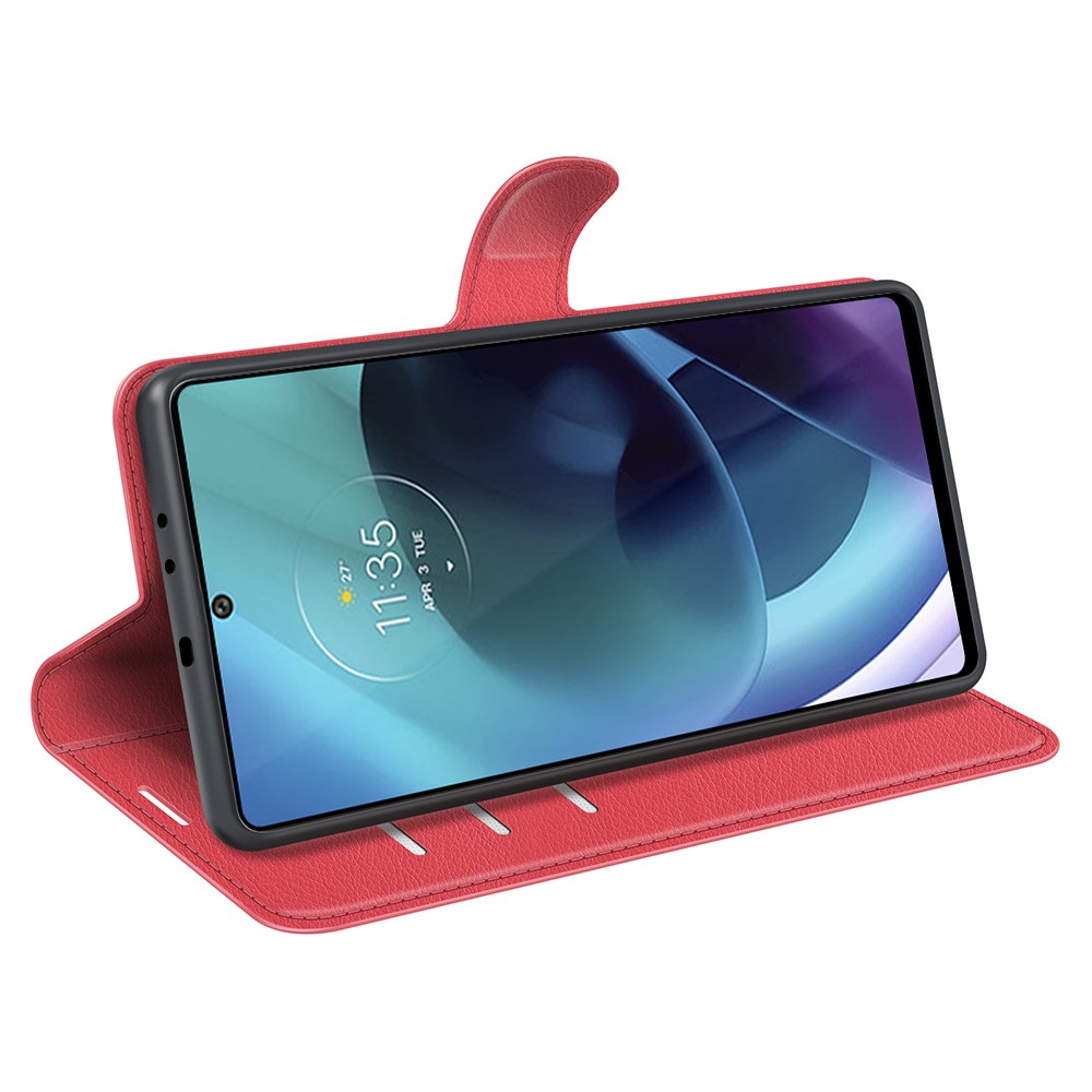  Motorola Moto G71 Fodral Litchi Textur Röd