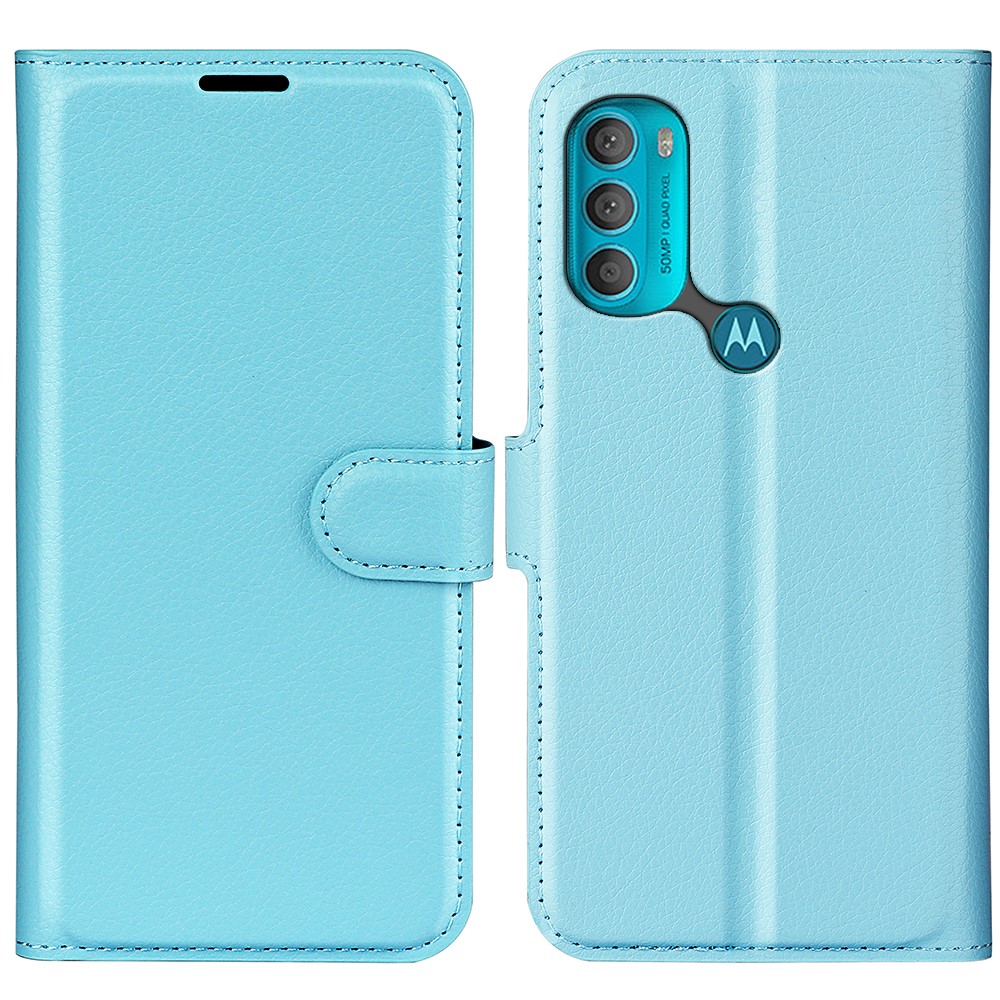  Motorola Moto G71 Fodral Litchi Textur Ljus Blå