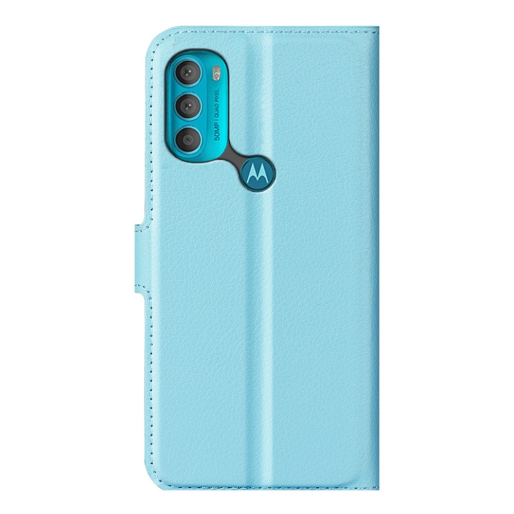  Motorola Moto G71 Fodral Litchi Textur Ljus Blå