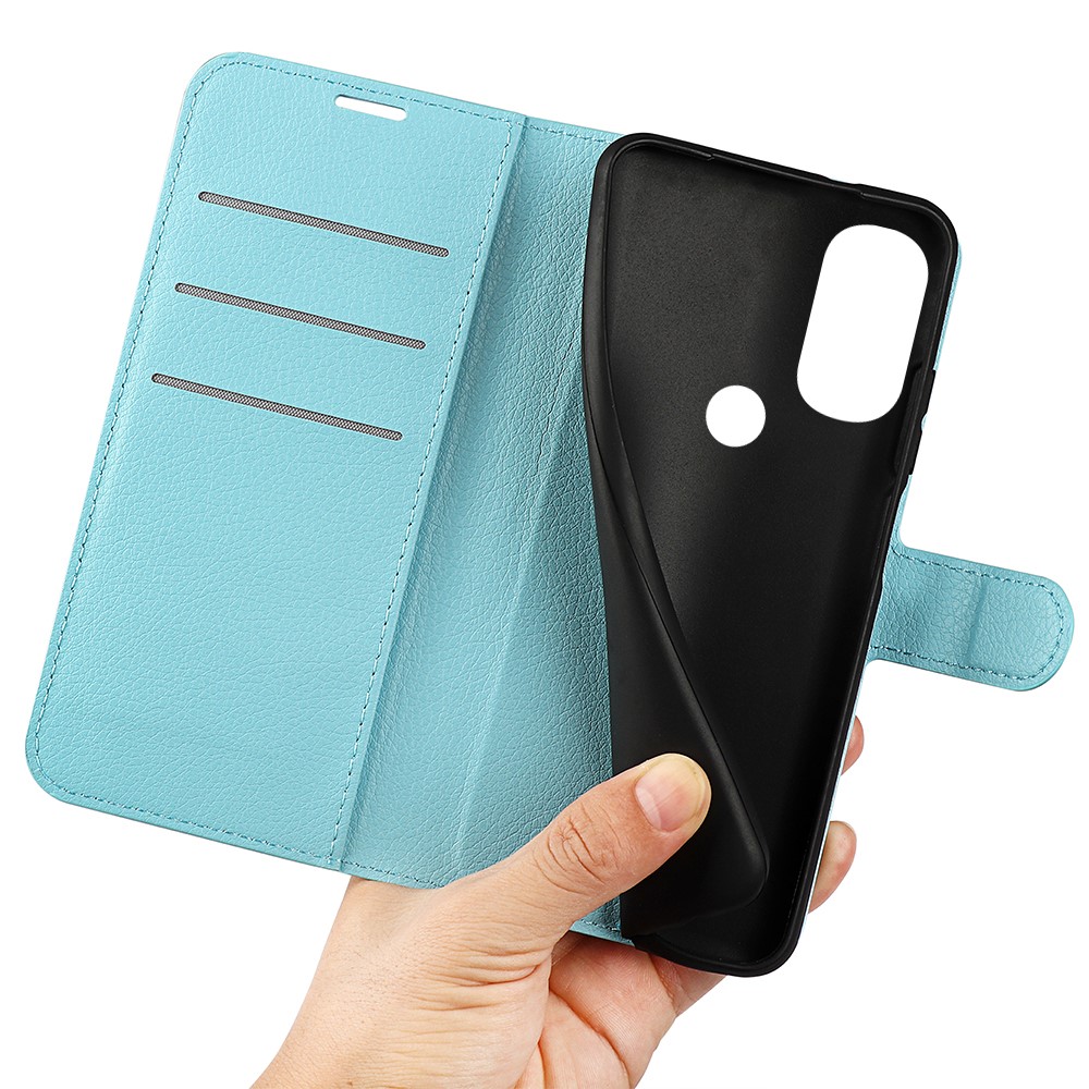  Motorola Moto G71 Fodral Litchi Textur Ljus Blå