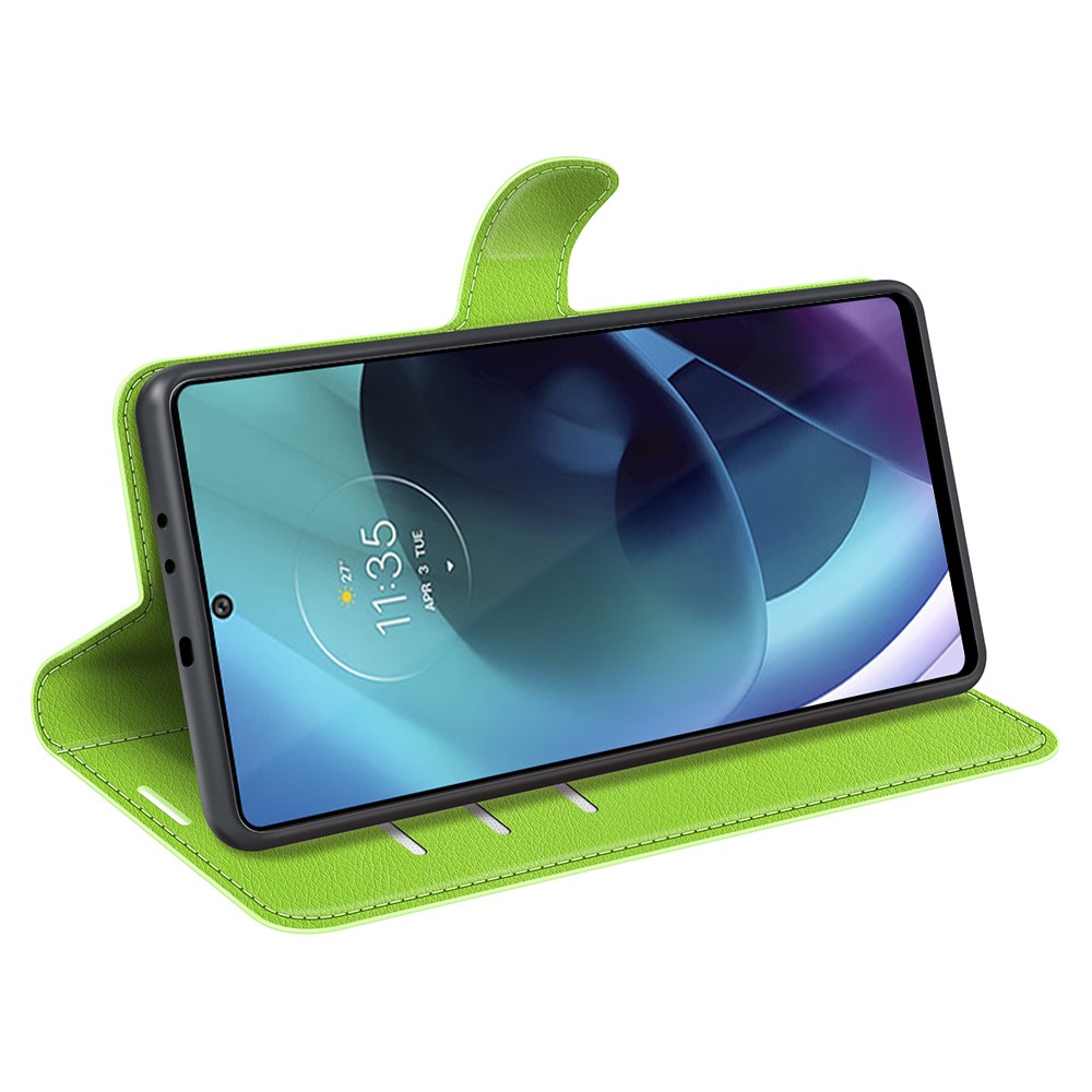  Motorola Moto G71 Fodral Litchi Textur Grön