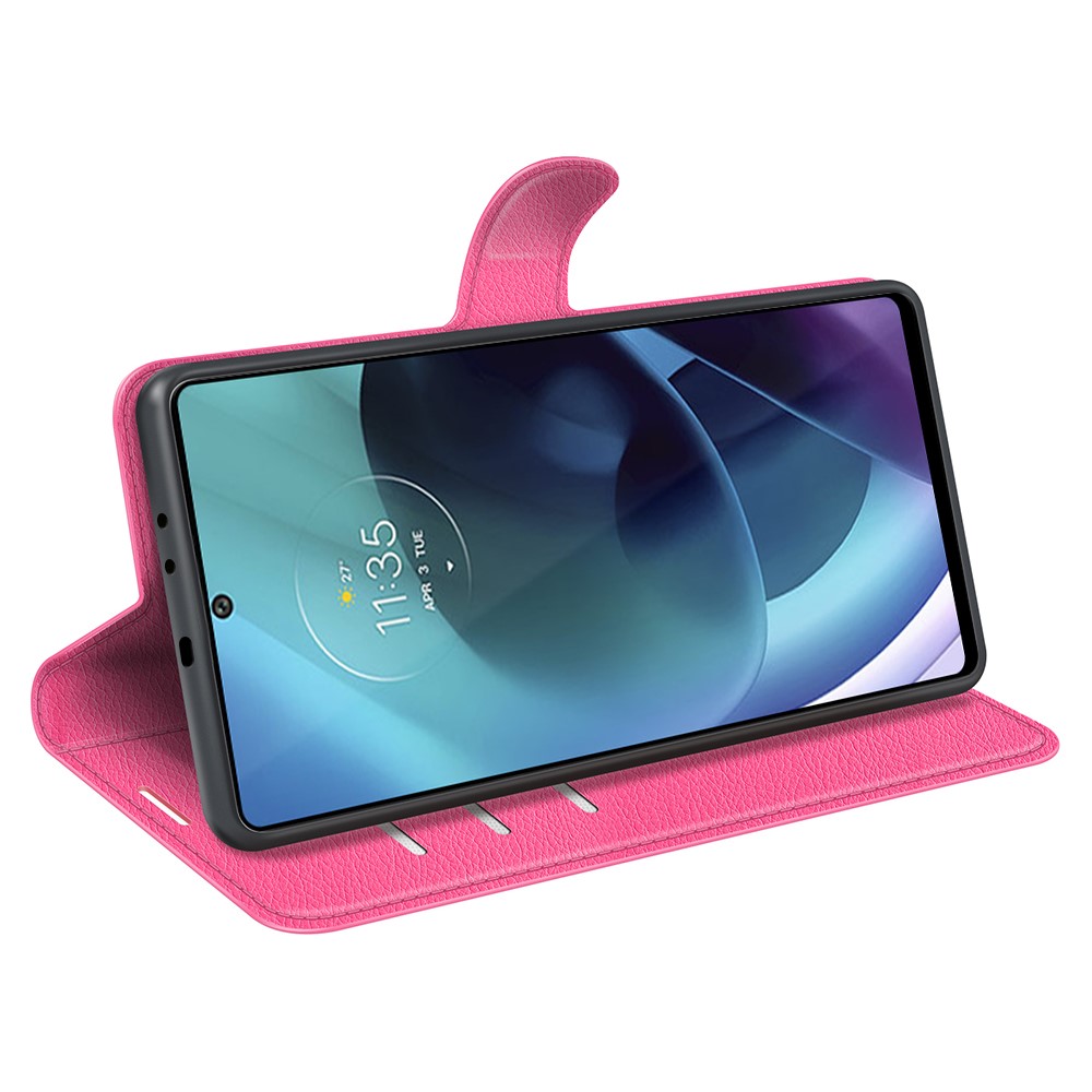  Motorola Moto G71 Fodral Litchi Textur Rosa