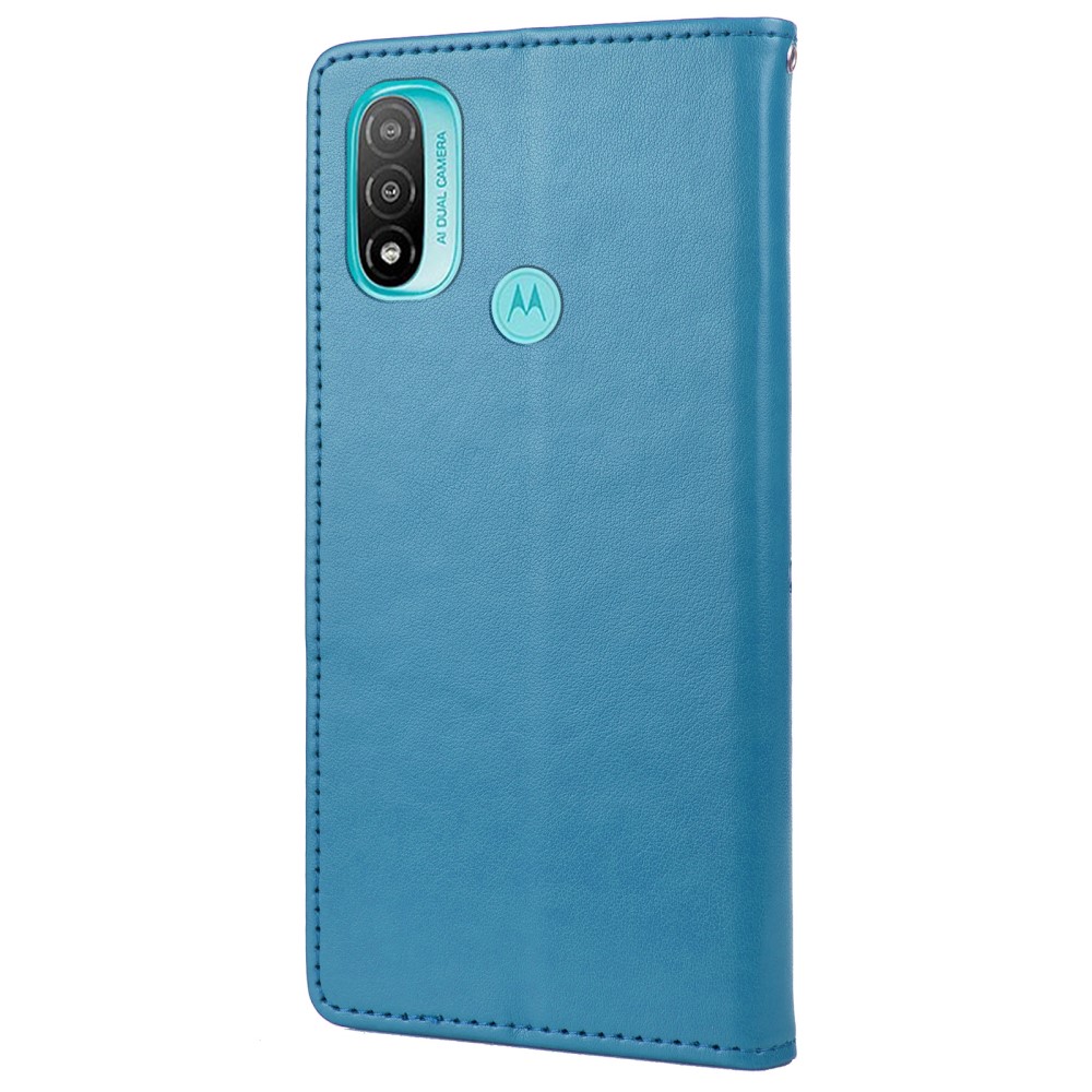  Motorola Moto E20 / E40 Fodral Tryckt Fjäril Textur Blå