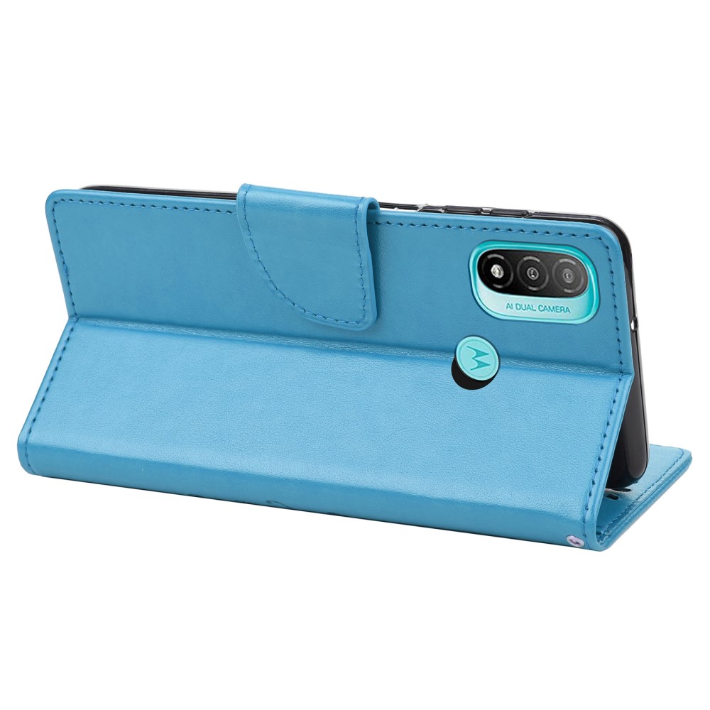  Motorola Moto E20 / E40 Fodral Tryckt Fjäril Textur Blå
