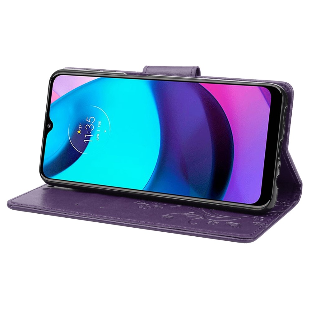  Motorola Moto E20 / E40 Fodral Tryckt Fjäril Textur Lila