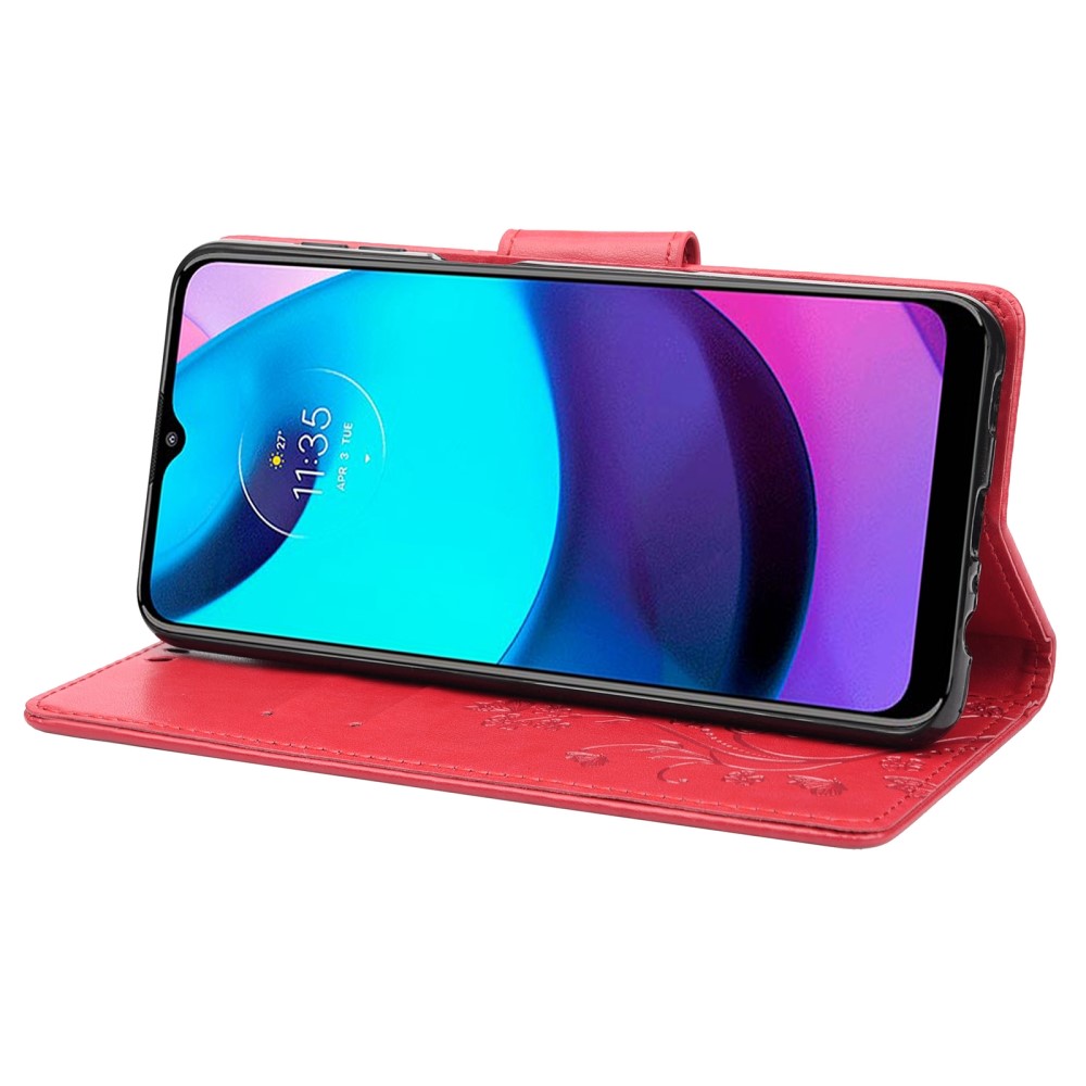  Motorola Moto E20 / E40 Fodral Tryckt Fjäril Textur Röd