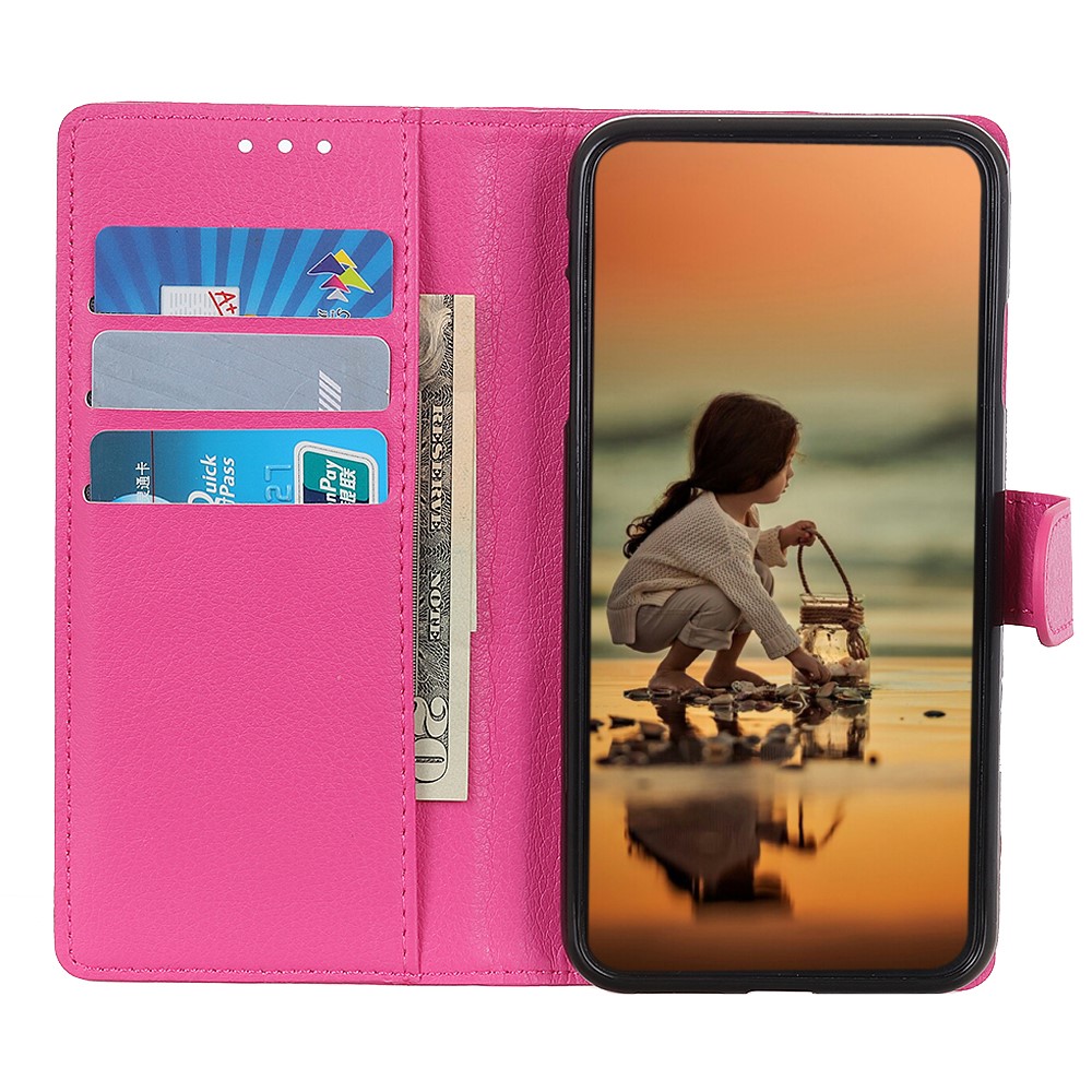  Motorola Moto G51 Fodral Litchi Textur Rosa