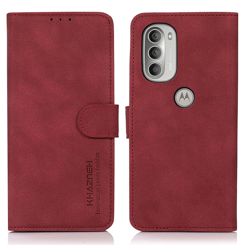 KHAZNEH KHAZNEH Motorola Moto G51 Fodral Retro Läder Röd