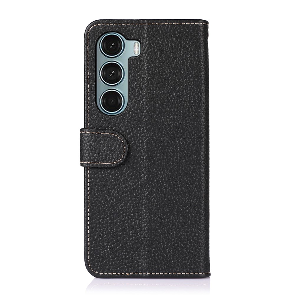 KHAZNEH KHAZNEH Motorola Moto G200 Fodral Litchi Äkta Läder Svart