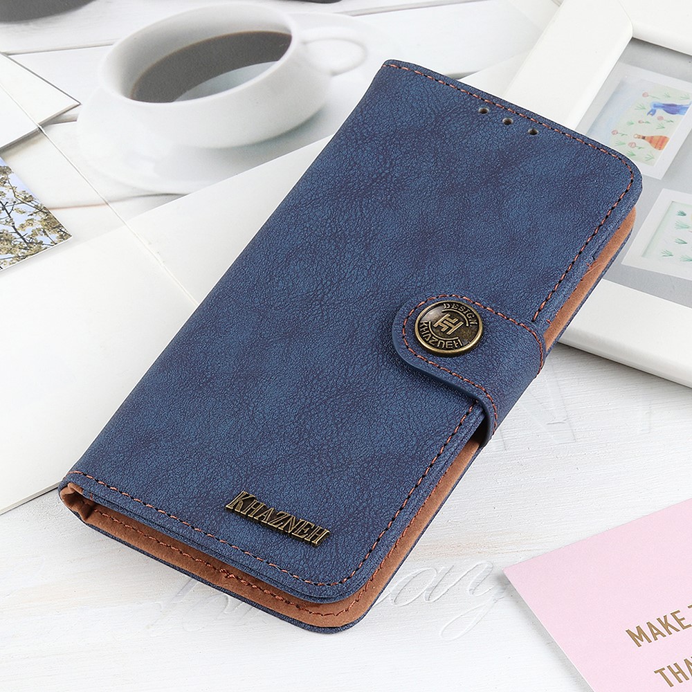 KHAZNEH KHAZNEH Motorola Moto G200 Fodral Vintage Split Läder Blå