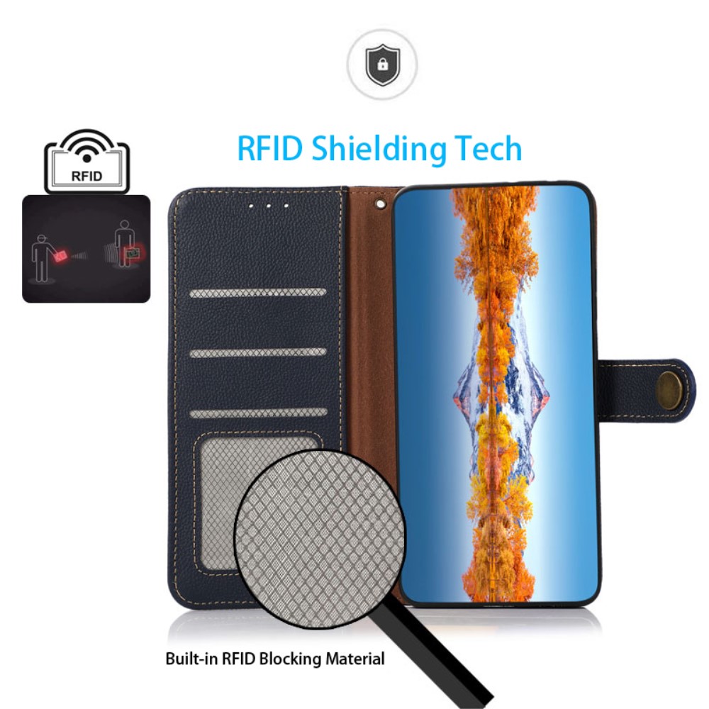 KHAZNEH KHAZNEH Motorola Moto G31 / G41 Fodral RFID Äkta Läder Blå